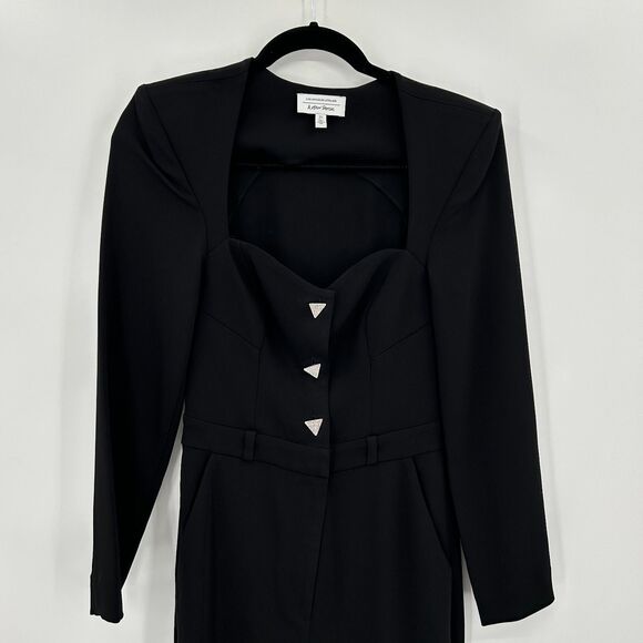 & OTHER STORIES Black Sweet Heart Neck Bling Triangle Button Jumpsuit Size 2 - Picture 6 of 9